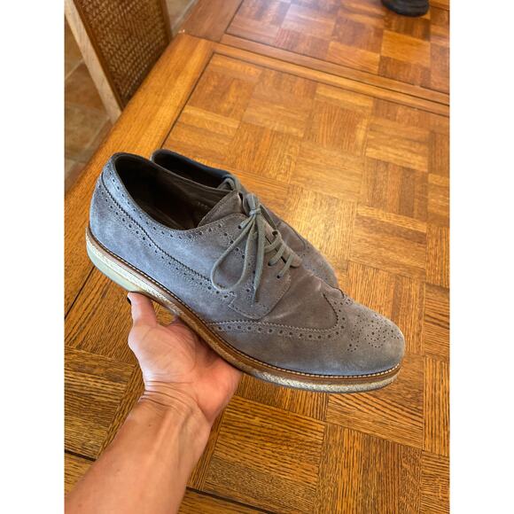 Prada suede Brogues Oxford lace up shoes gray size 10.5 - Picture 1 of 10